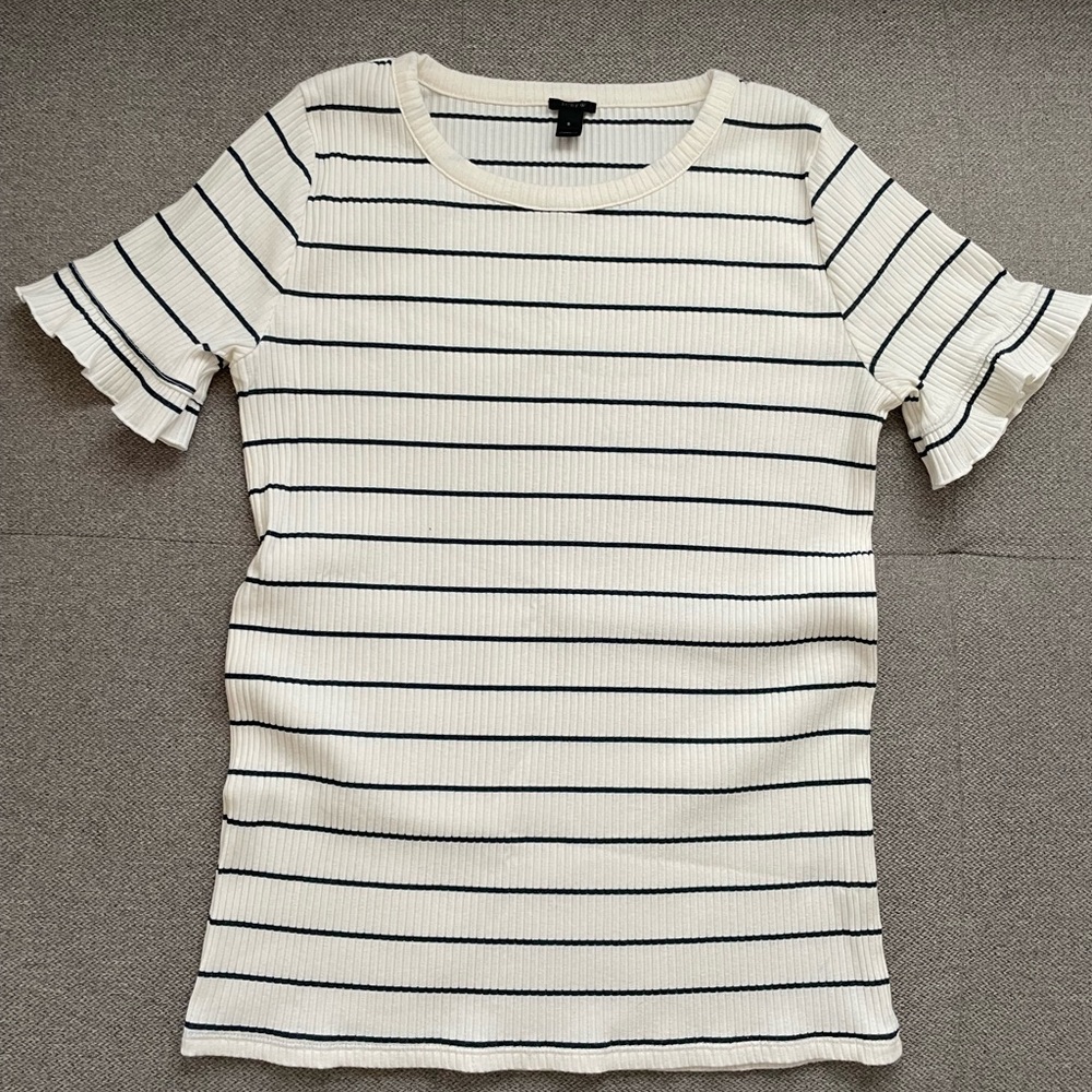 JCrew short sleeve shirt with ruffle detail